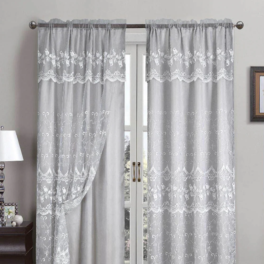 Cortina Aliya Silver White Con Cenefa