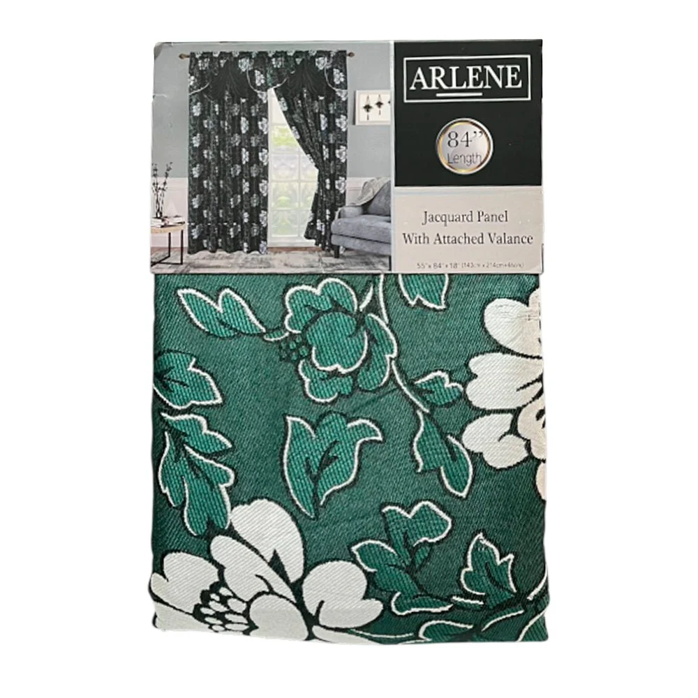 Cortina Arlene 55” X 84” Panel De Jacquard Con Cenefa Adjunta Hunter Green - Image 2