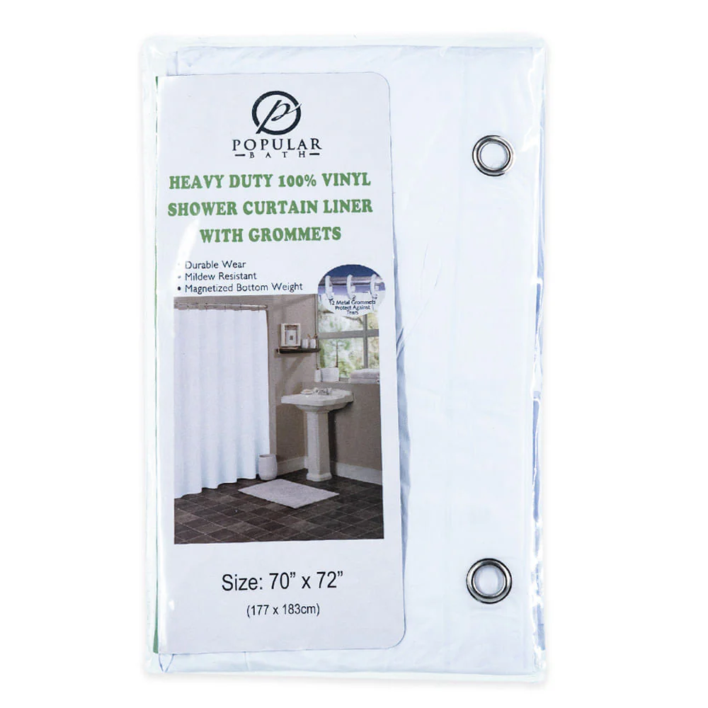 Cortina de Baño Popular Bath / Vinil / 70" x 72" - Blanco