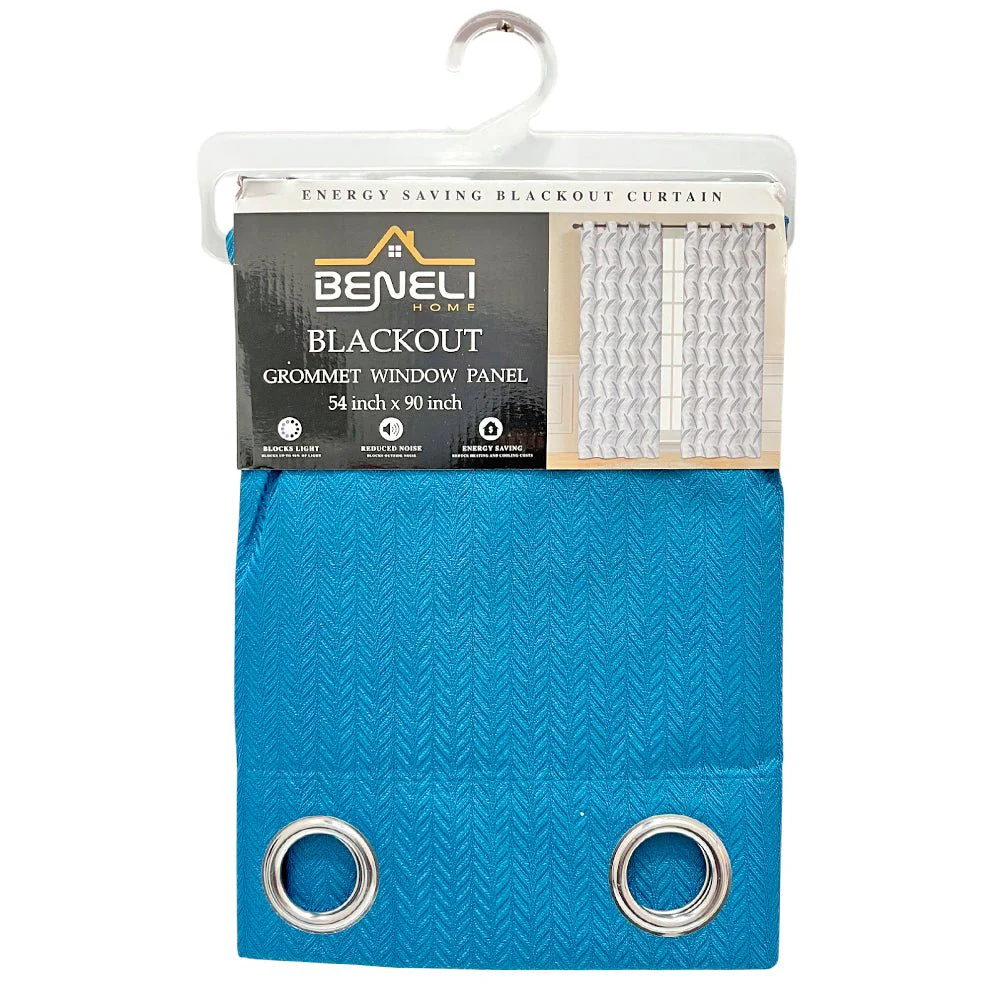 Cortina Blackout Azul con Aros / Beneli Home / 54"x90"