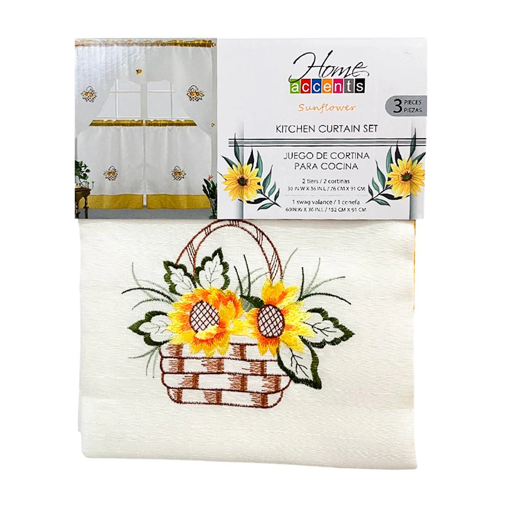 Cortina de Cocina Home Accents / Sunflower – Set 3 Piezas - Image 2