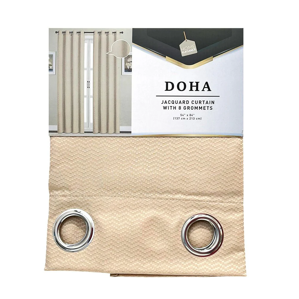 Cortina Doha Home Elegance / Taupe con Aros – 54" x 84"