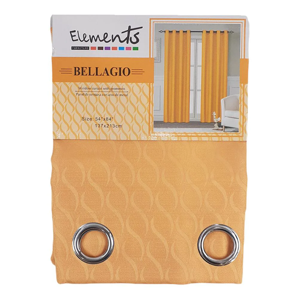 Cortina Elements Furniture Bellagio Con Aros de Metal 54" x 84" - Amarillo