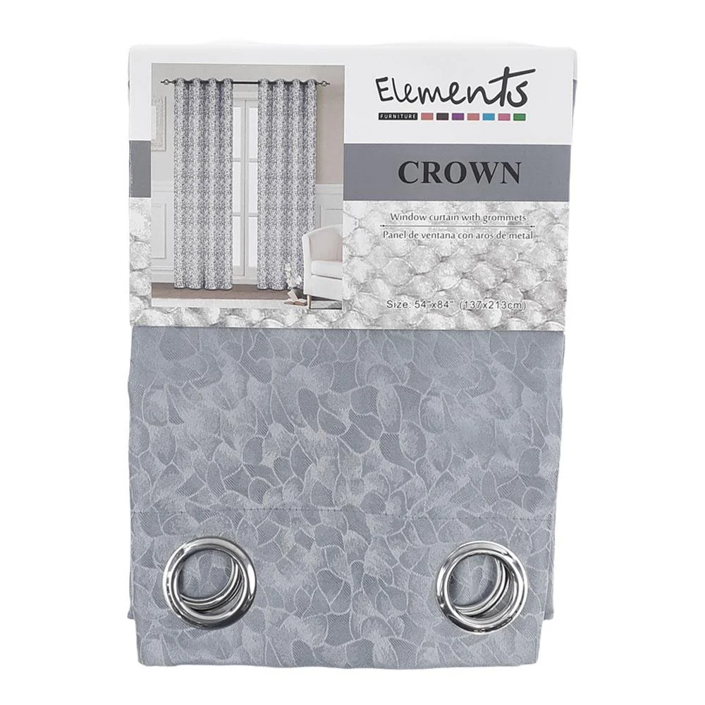 Cortina Elements Furniture Crown Con Aros de Metal 54" x 84" - Gris Claro