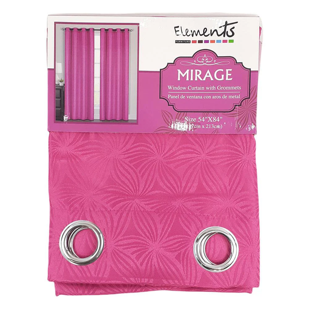 Cortina Elements Furniture Mirage Con Aros de Metal 54" x 84" - Fucsia