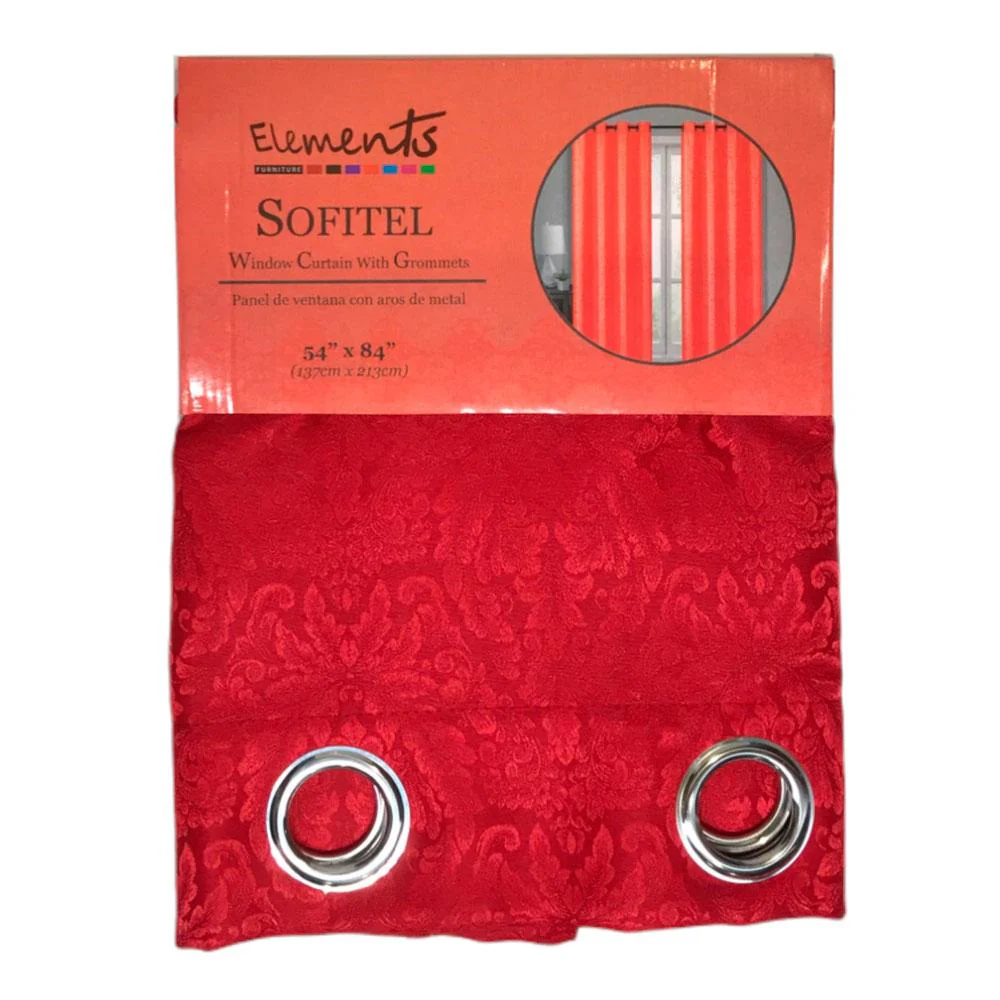 Cortina Elements Furniture Sofitel Con Aros 54" x 84" - Rojo