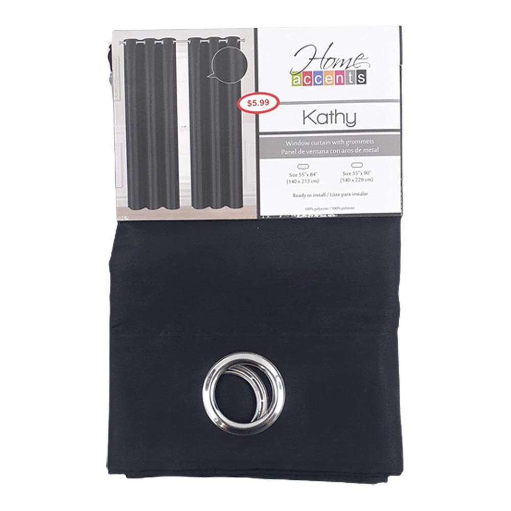 Cortina Home Accents Kathy Con Aros 55" x 84" - Negro