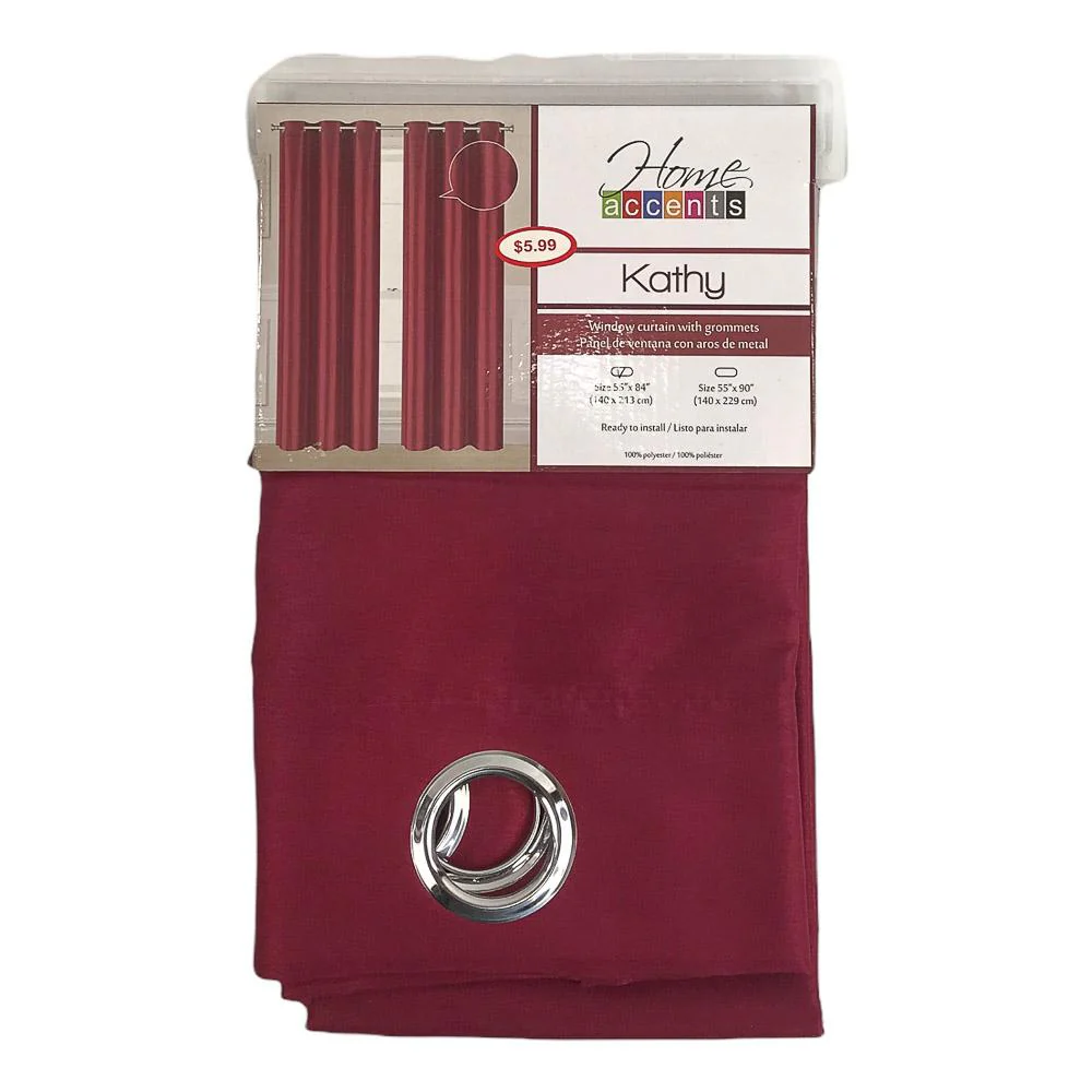 Cortina Home Accents Kathy Con Aros 55" x 84" - Rojo Oscuro