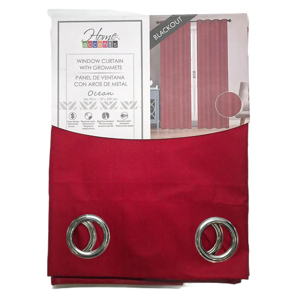 Cortina Home Accents Ocean Blackout Con Aros 54" x 90" - Rojo Oscuro