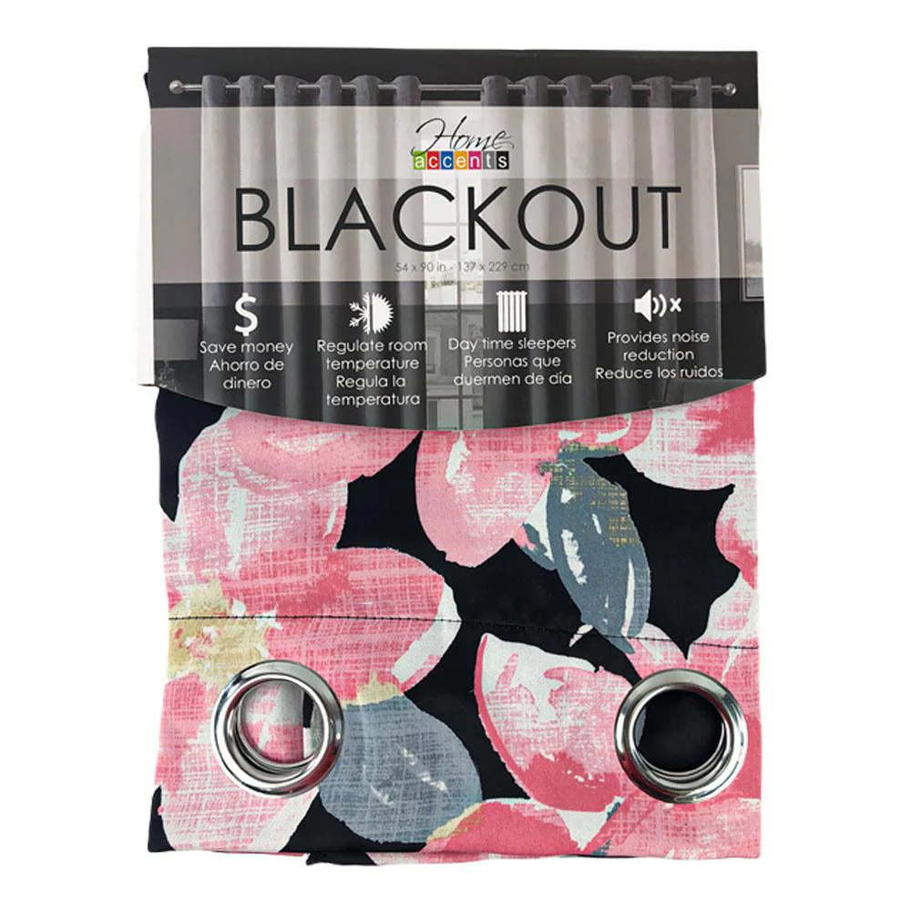 Cortina Home Accents Ruby Estampada Blackout 54" x 90" - Negro