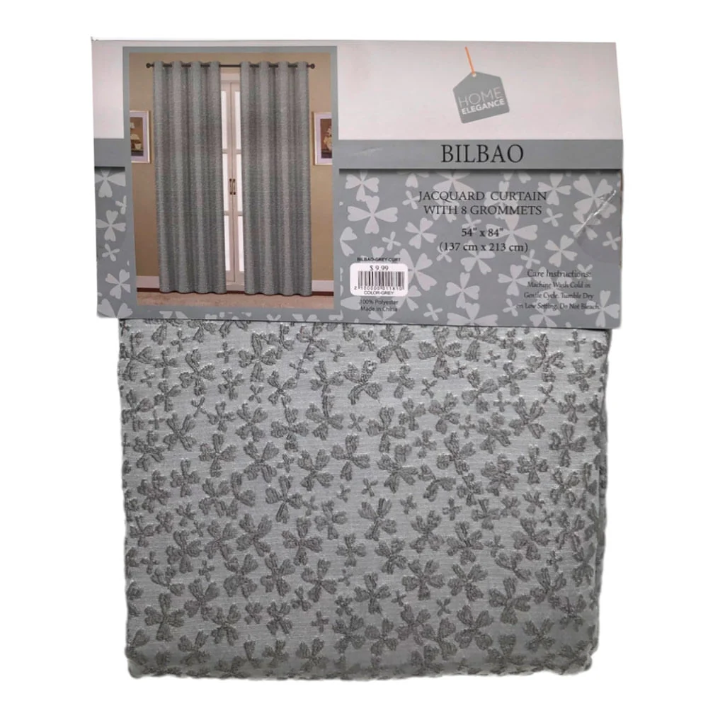 Cortina Home Elegance Bilbao 54" x 84" Con Aros - Gris Oscuro