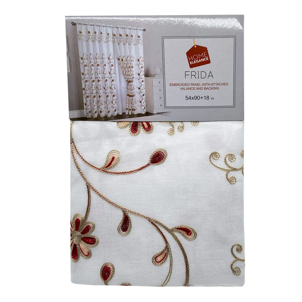 Cortina Home Elegance Con Cenefa Frida 54" x 90" - Rojo