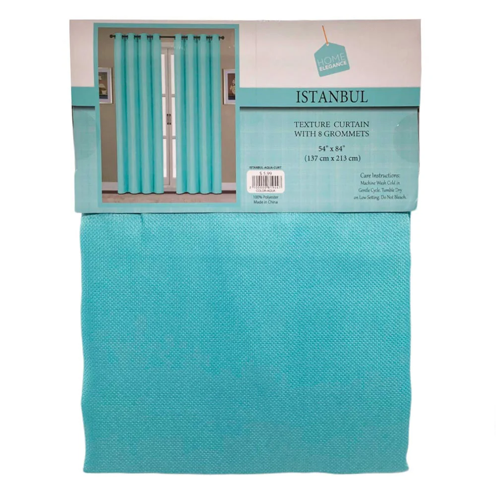 Cortina Home Elegance Istanbul Con Aros 54" x 84" - Aguamarina claro