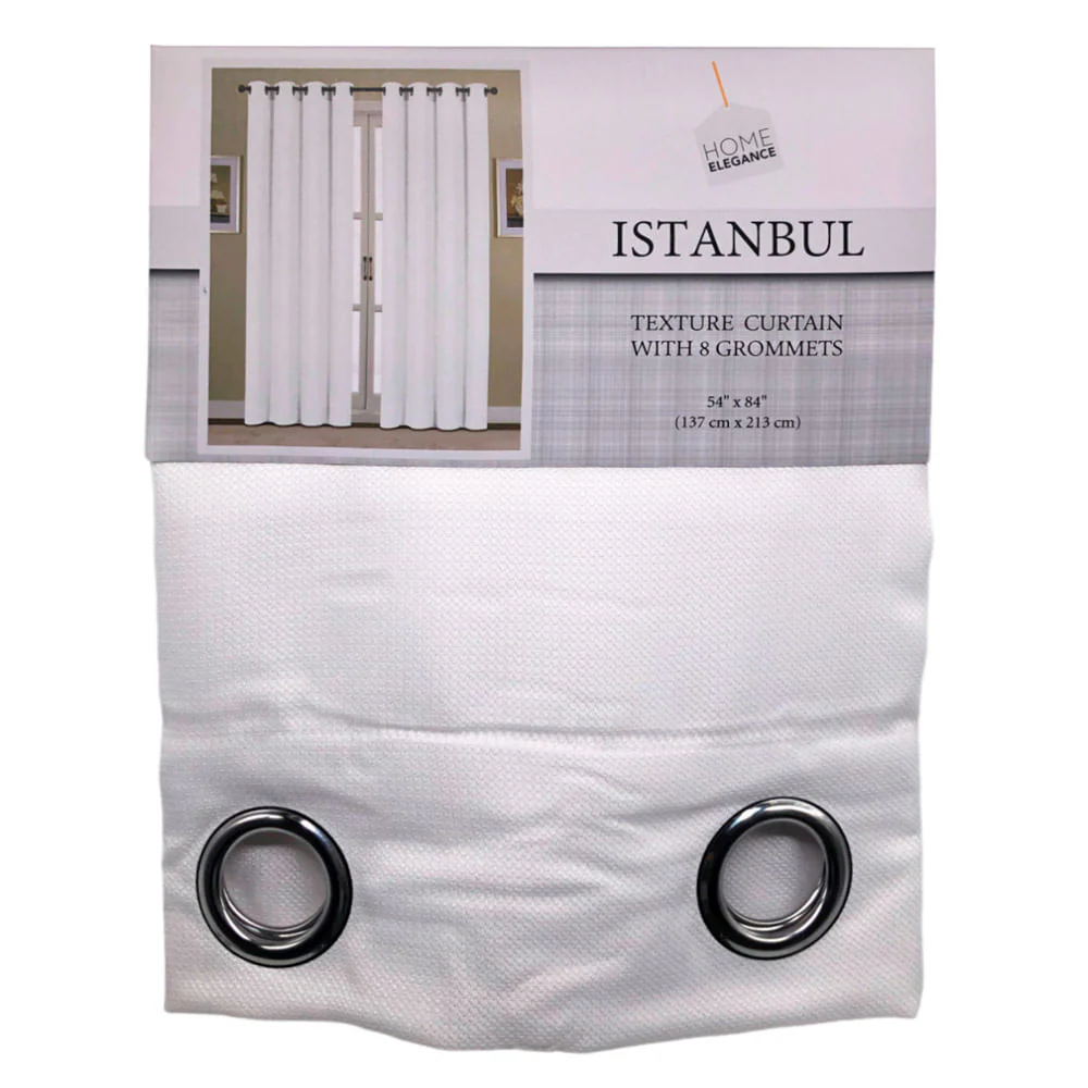 Cortina Istanbul Home Elegance / Blanca con Aros – 54" x 84"