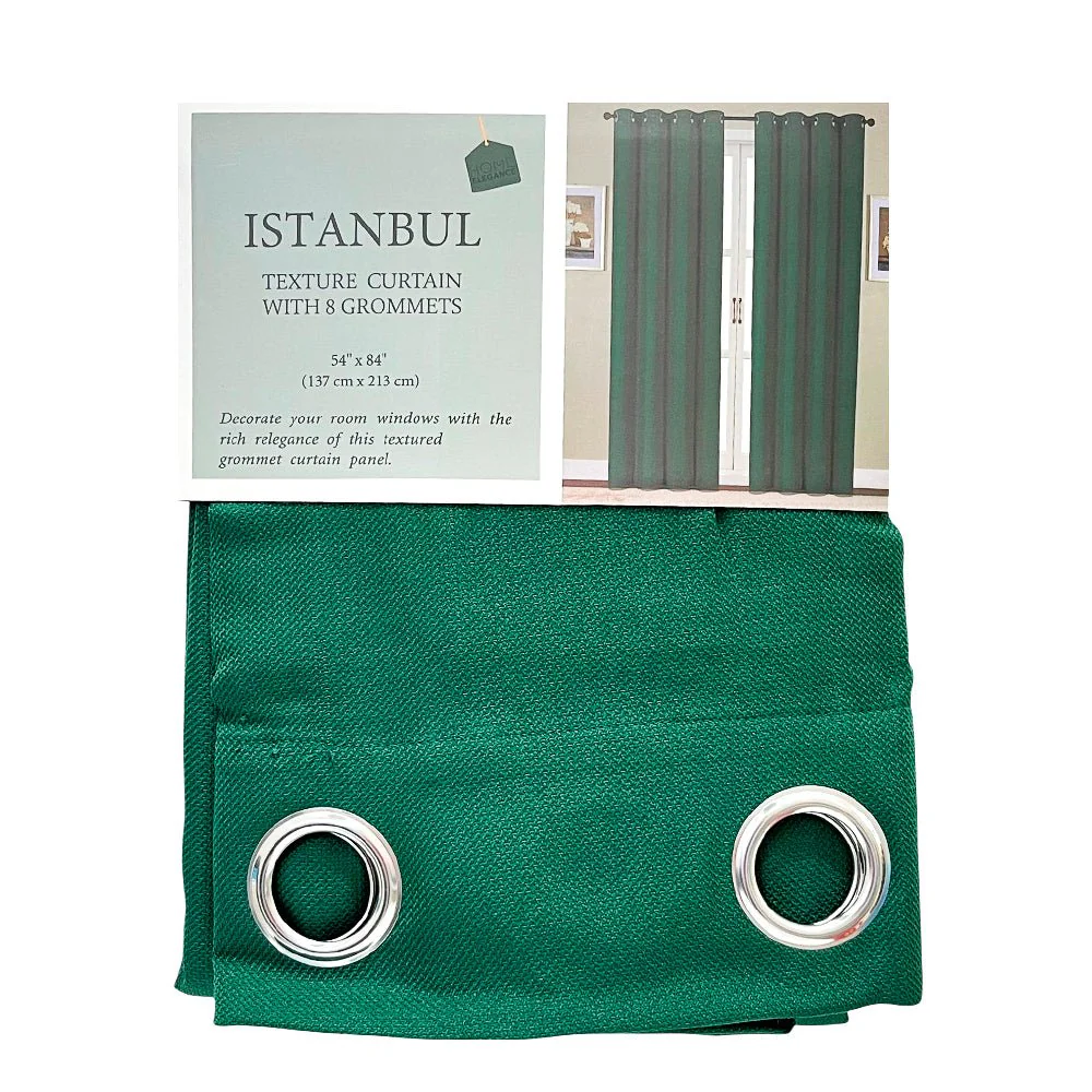 Cortina Istanbul Home Elegance / Green con Aros – 54" x 84"