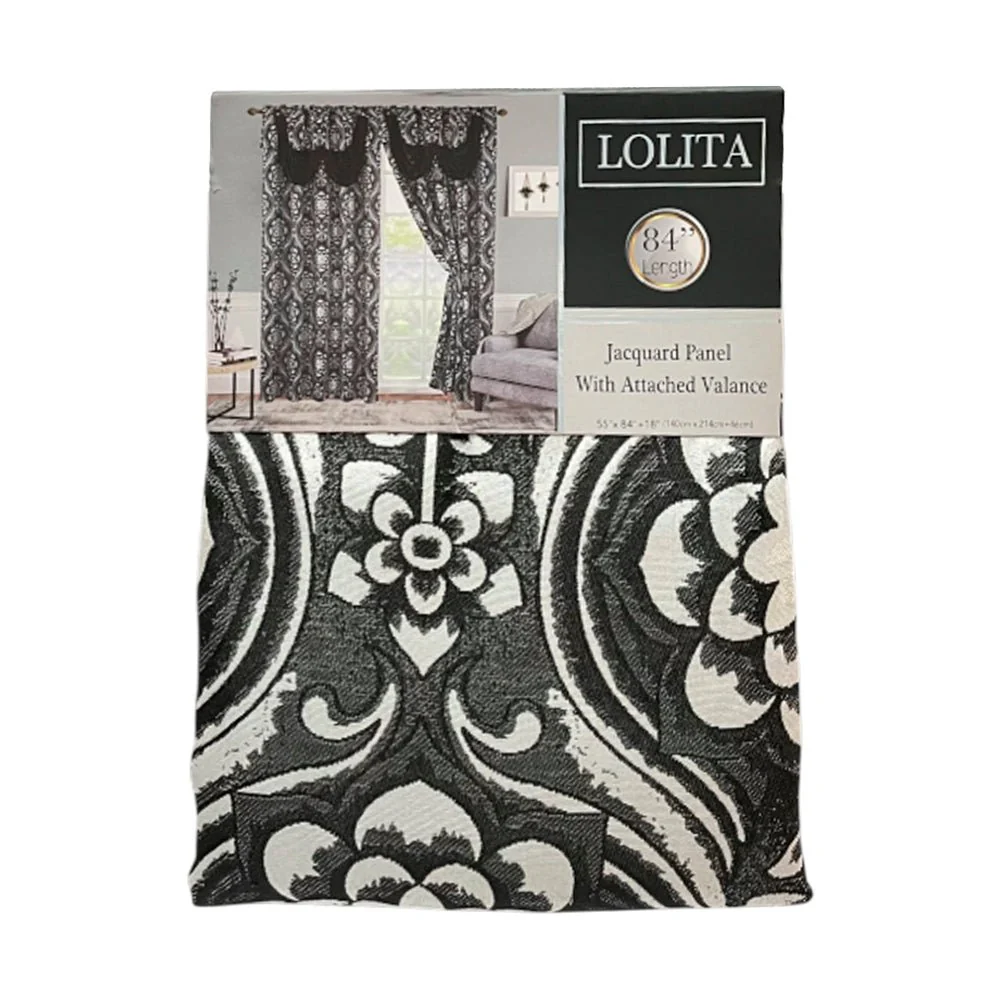 Cortina Lolita 55” X 84” Panel De Jacquard Con Cenefa Negro - Image 2