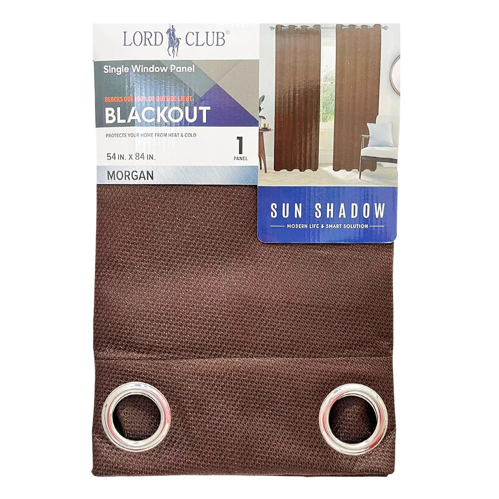 Cortina Lord Club Morgan / Blackout / Choco con Aros – 54" x 84"