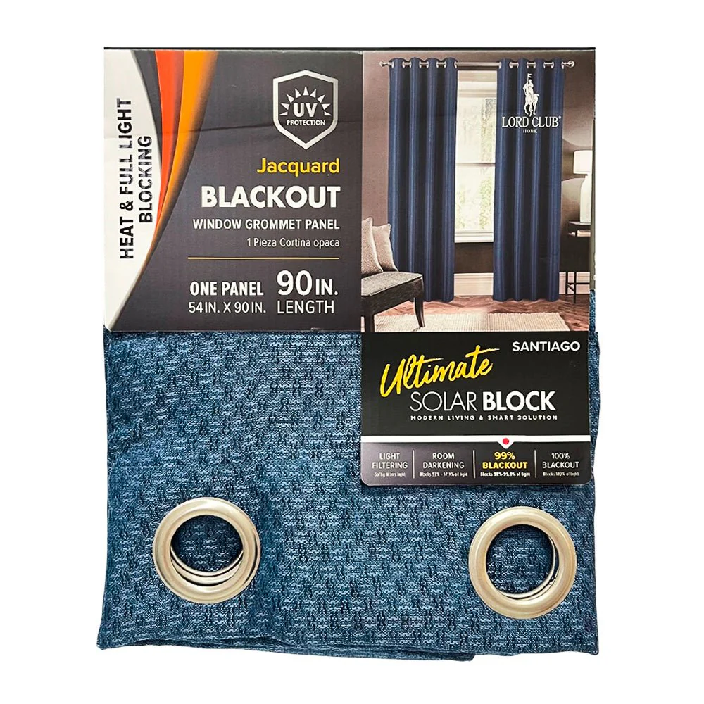 Cortina Lord Club Santiago / Blackout / Azul Marino con Aros – 54" x 90"