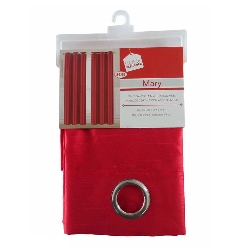 Cortina Mary Home Elegance 38" x 84" Con Argolla - Rojo