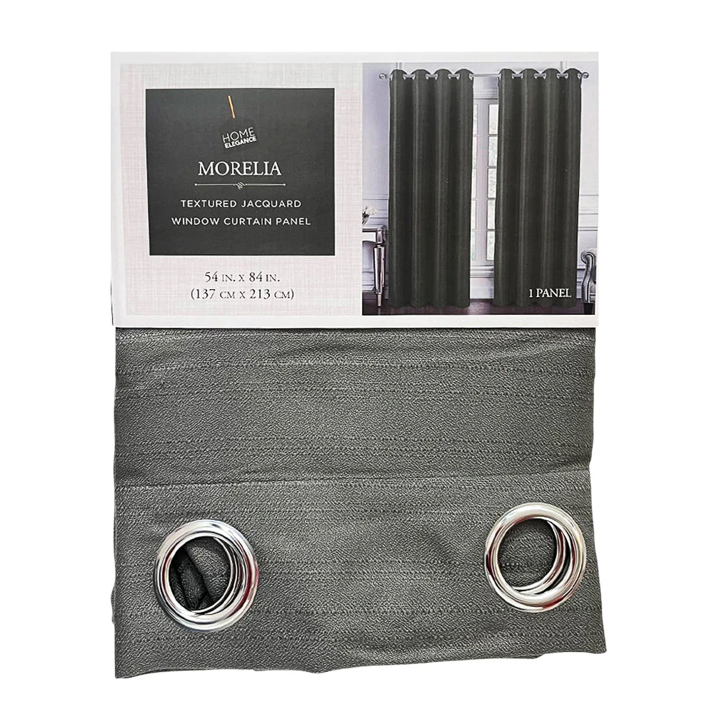 Cortina Morelia Home Elegance / Charcoal con Aros – 54" x 84"
