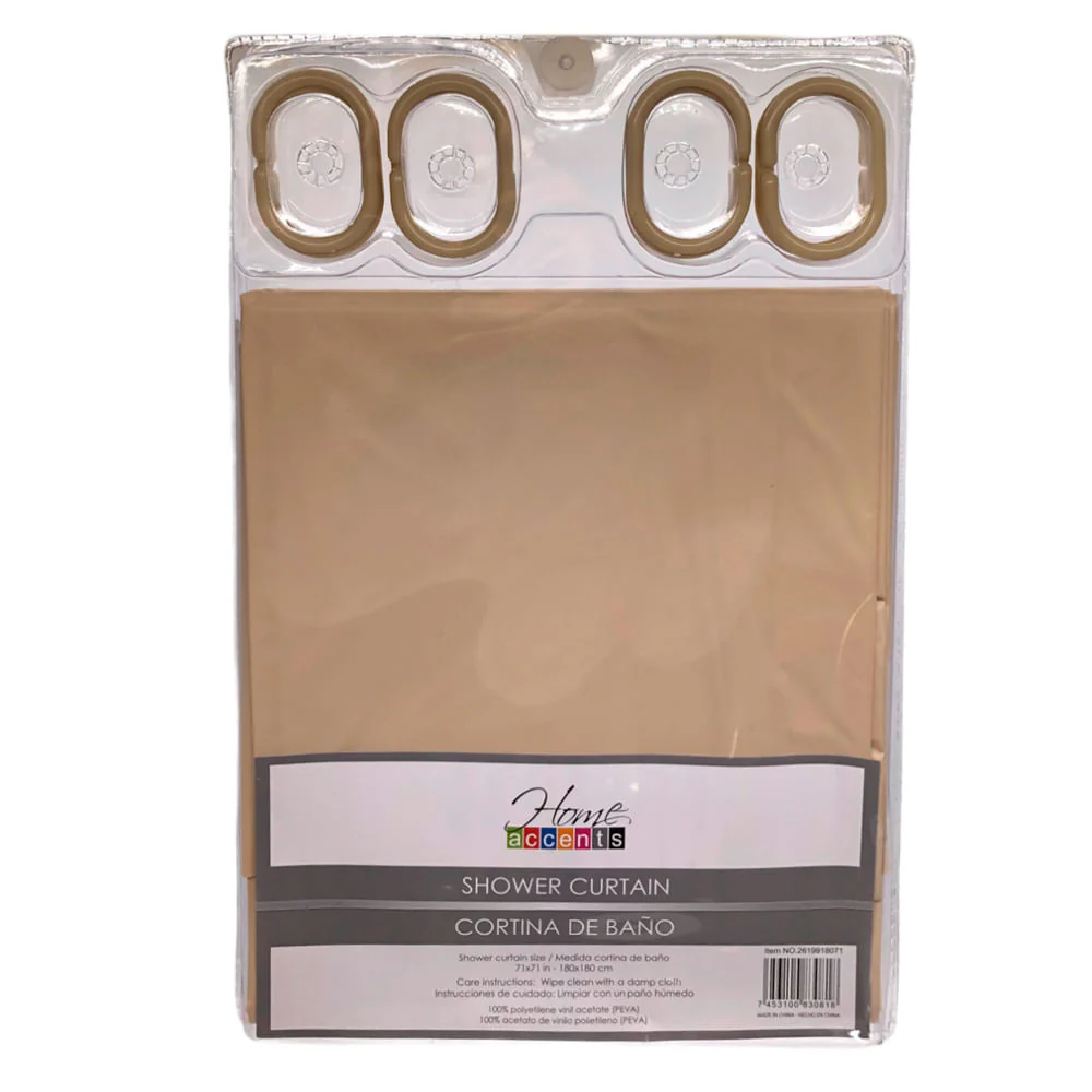 Cortina Para Baño Home Accents 71" x 71" - Beige Oscuro