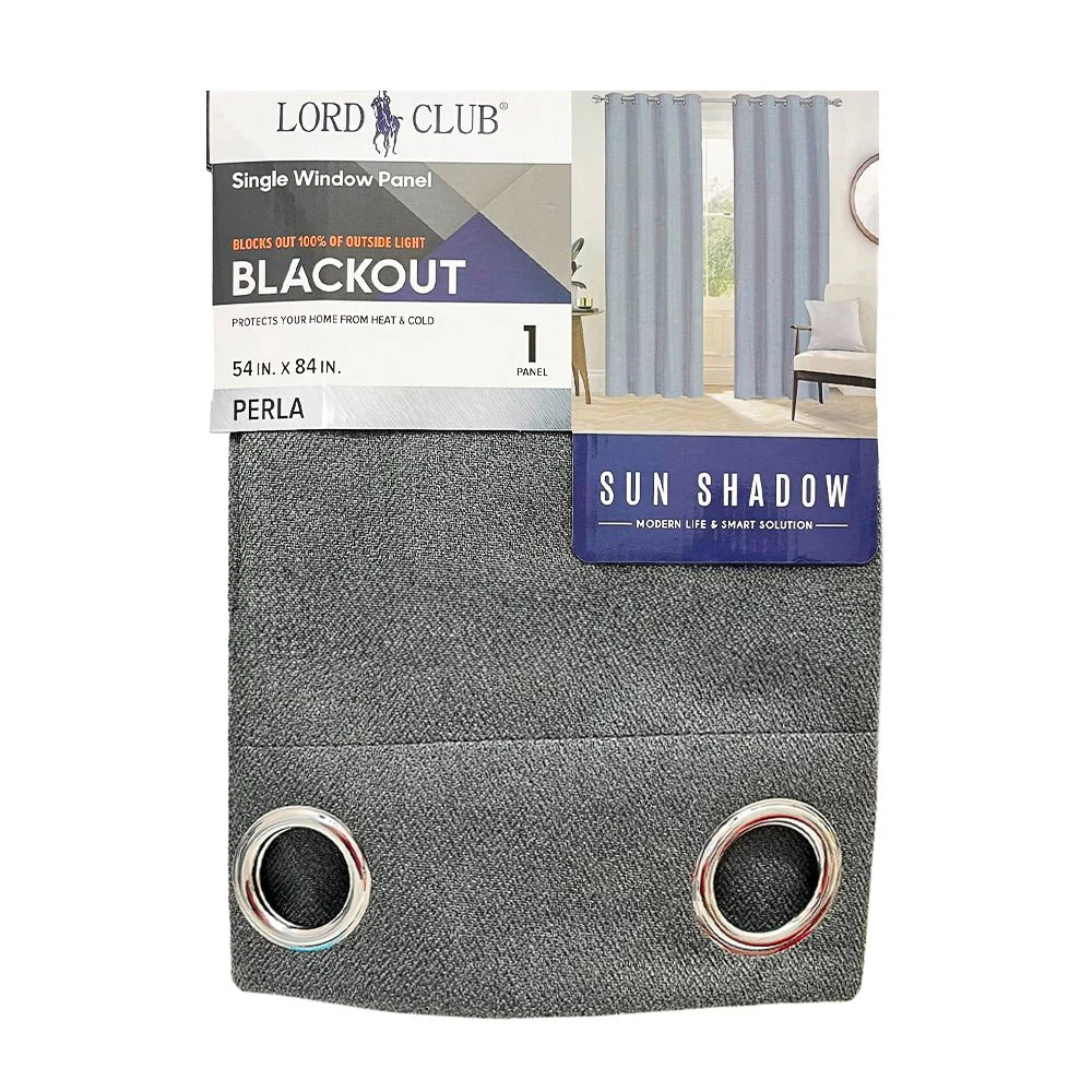 Cortina Perla Lord Club / Blackout / Charcoal con Aros – 54" x 84"