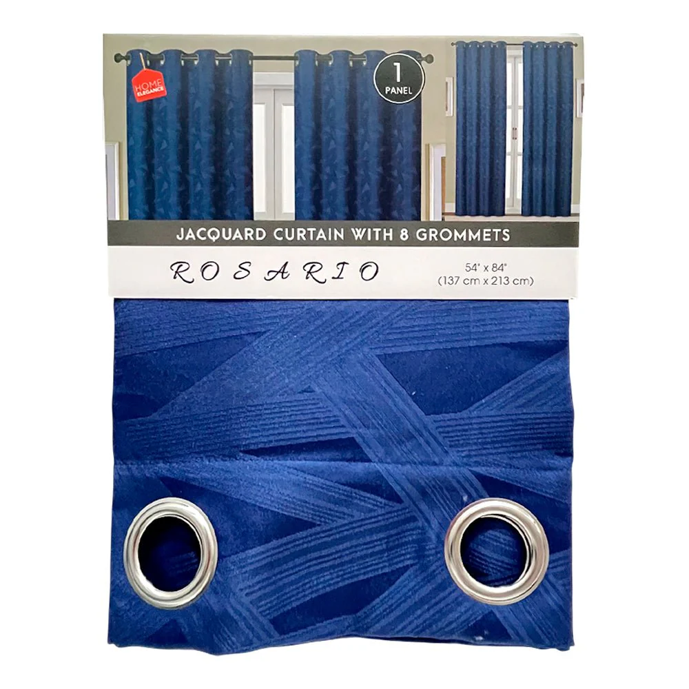 Cortina Rosario / Home Elegance / Navy con Aros / 54" x 84"