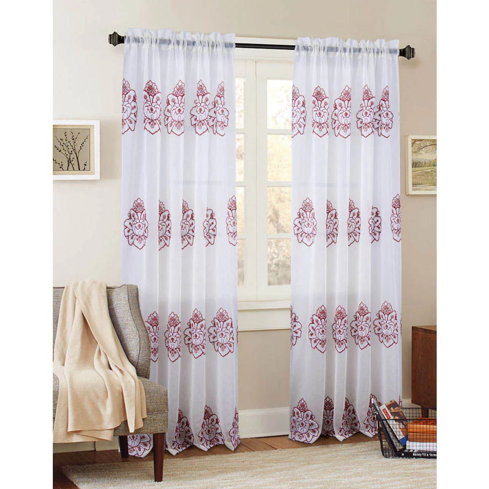 Cortina Rt Designer Bergen Con Rod Pocket 54" x 84" - Rojo oscuro