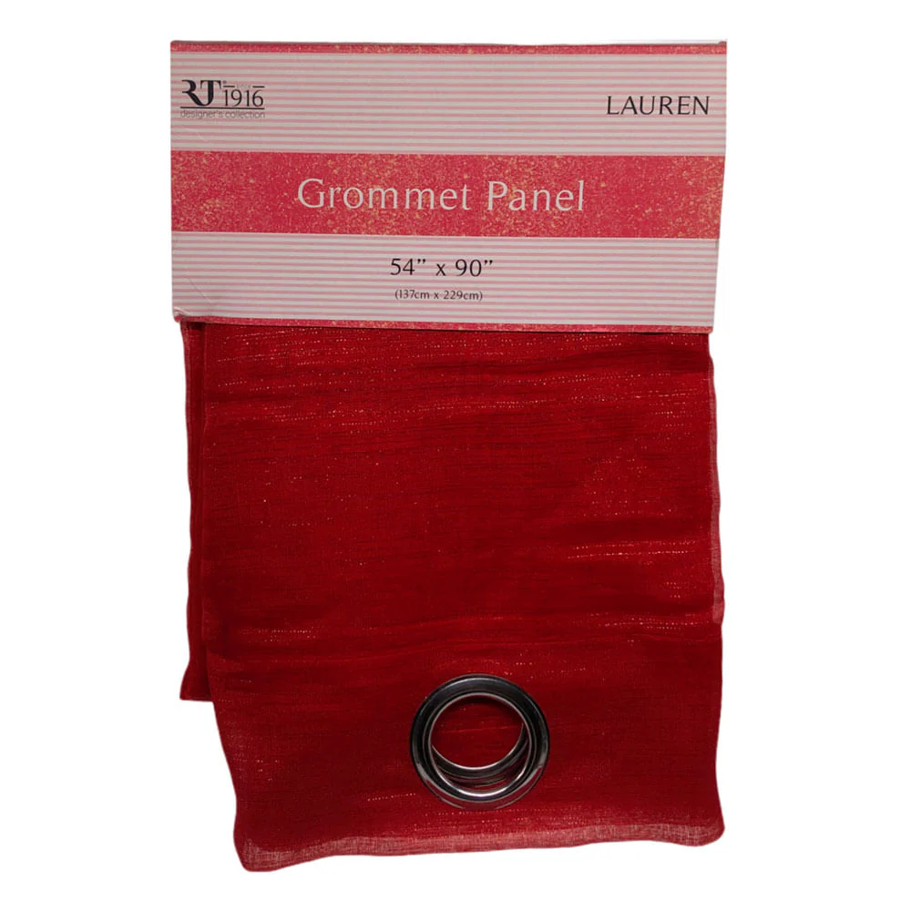 Cortina Rt Designer Lauren Con Aros de 54'' x 90'' - Rojo