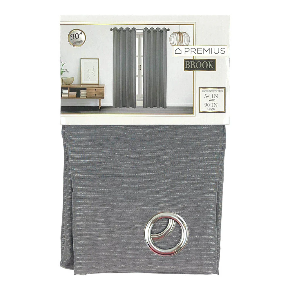 Cortina Sally Textile Brook Con Aros 54" x 90" - Gris Oscuro
