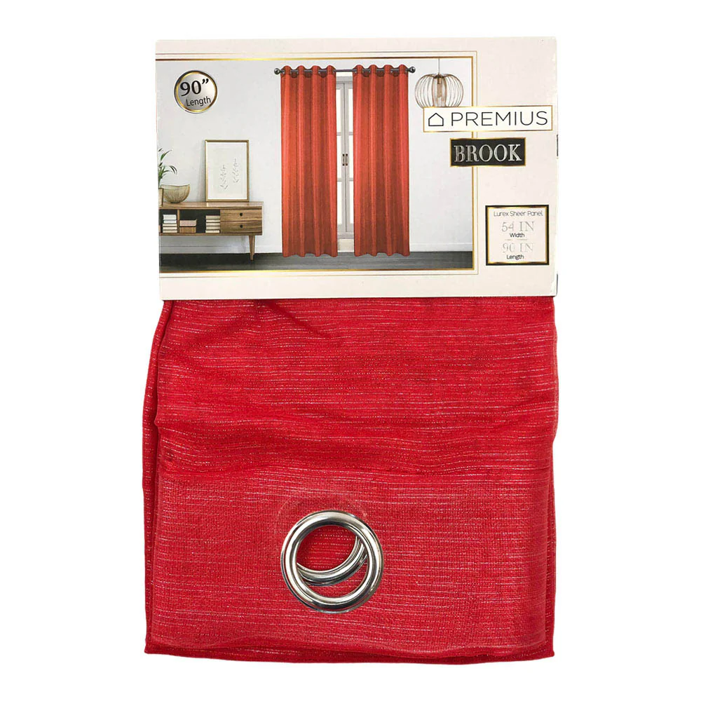 Cortina Sally Textile Brook Con Aros 54" x 90" - Rojo
