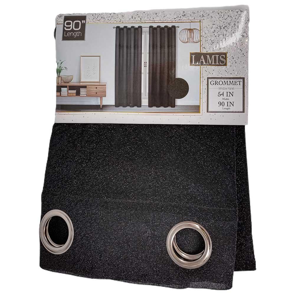 Cortina Sally Textile Lamis Con Aros de 54" x 90" - Negro
