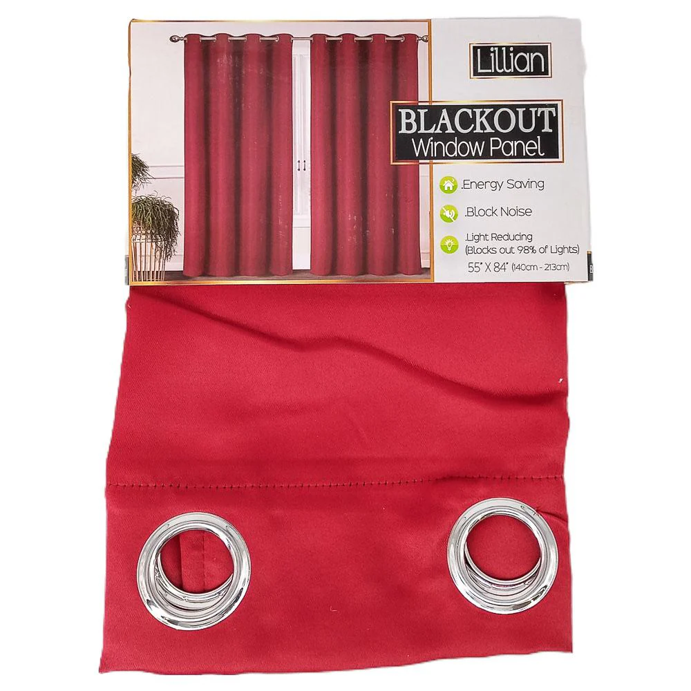 Cortina Sally Textile Lillian Blackout Con Aros 55" x 84" - Rojo Oscuro