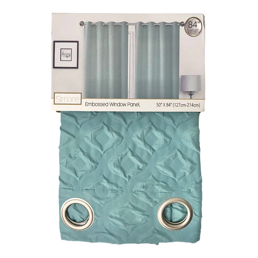 Cortina Sally Textile Simone Con Aros 54" x 84" - Aguamarina oscuro