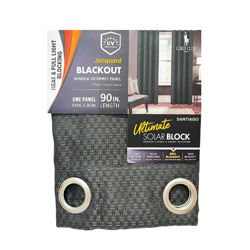 Cortina Santiago Lord Club / Blackout / Charcoal con Aros – 54" x 90"