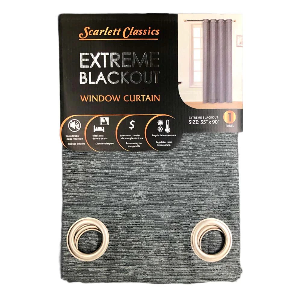 Cortina Scarlett Classic Extreme Blackout 55" x 90" - Gris Oscuro