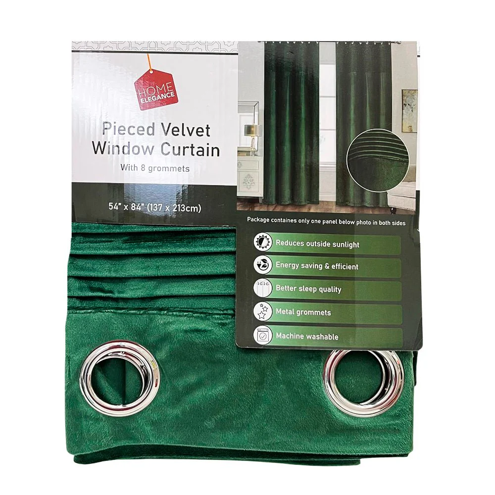 Cortina Velvet Home Elegance / Verde con Aros – 54" x 84"
