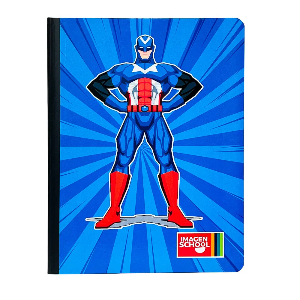 Cuaderno Cosido Mediano Raya Ancha Imagen School Super Heroes de 200 Páginas - Surtido