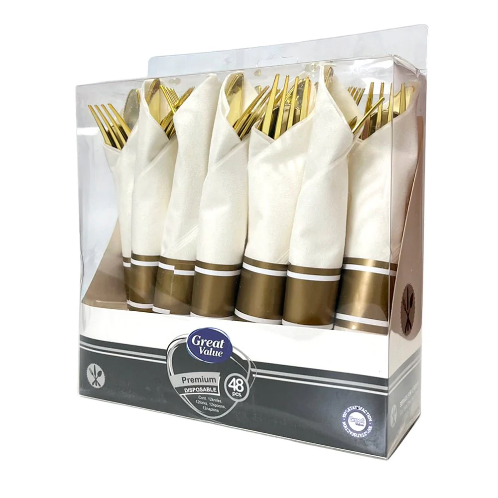 Cubierto Plástico 48 Piezas Home Elegance - Gold - Image 2