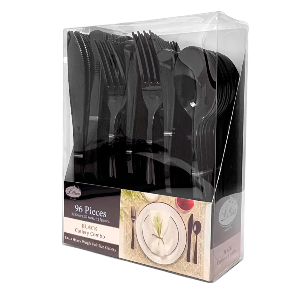 Cubiertos Desechables Lillian / 96 Piezas / Color Negro - Image 3