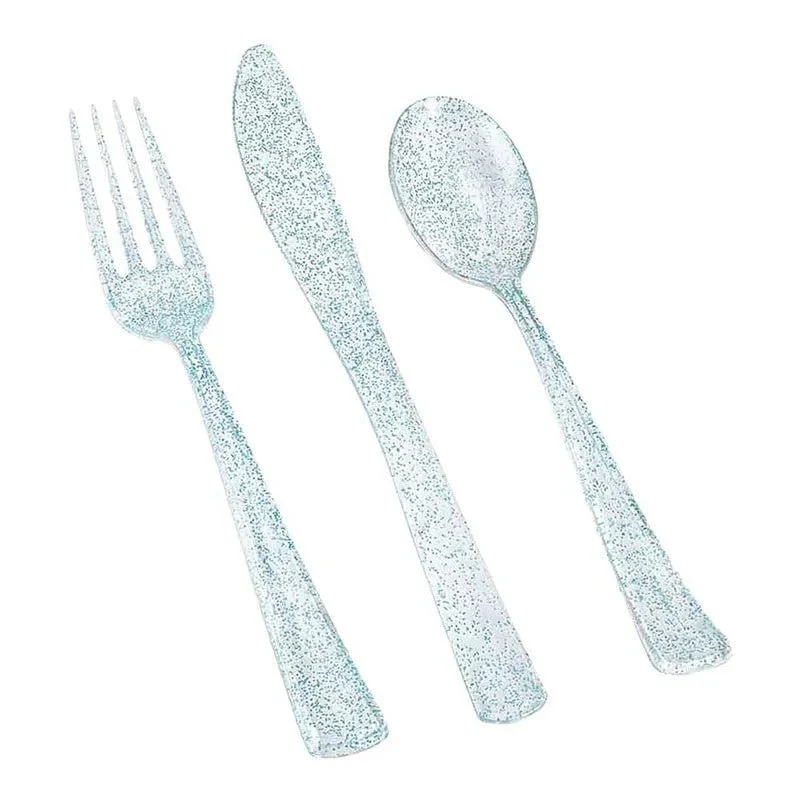 Cubiertos Plástico Lillian Glitter 48 Piezas - Image 2