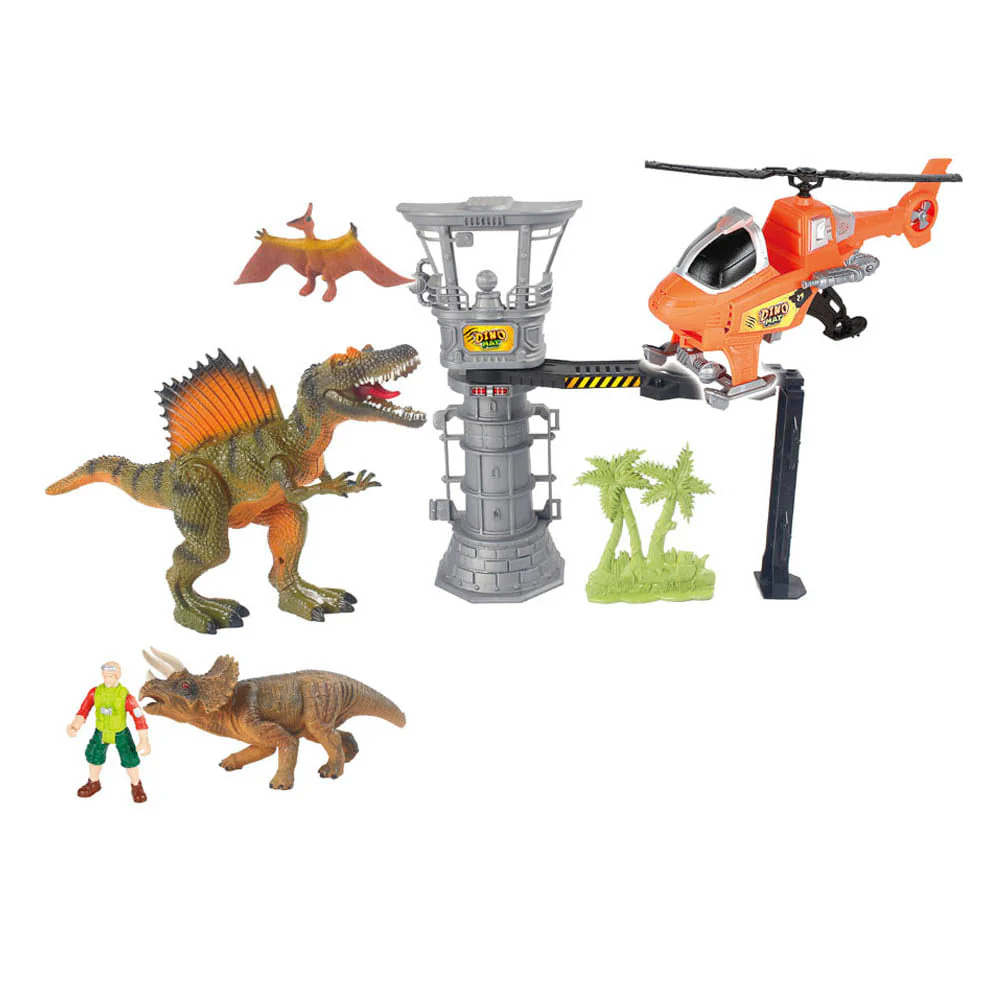 Dinosaurio Dino Mat Torre de Control con Helicóptero