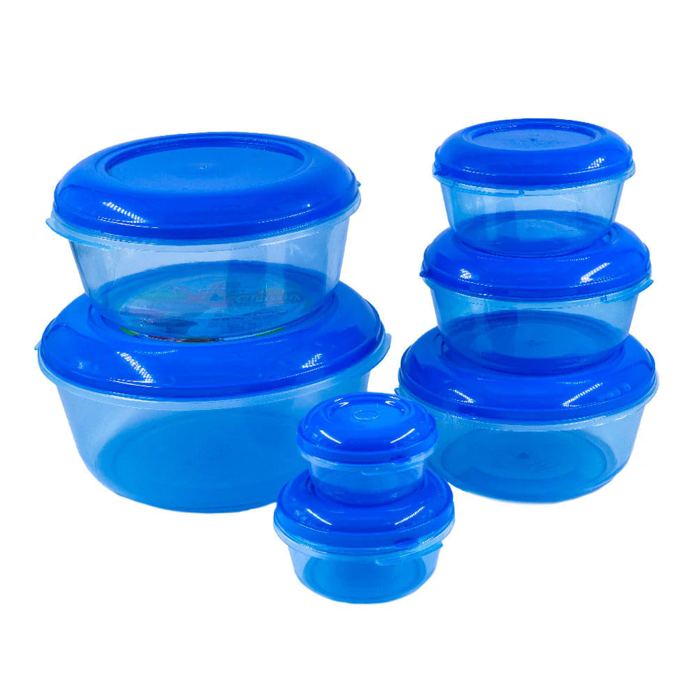 Envases Plásticos Dynasty con Tapa / 7 Piezas / Azul - Surtido