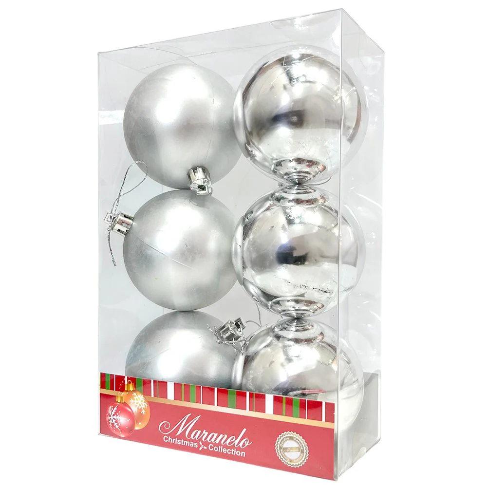 Bola Navideña 6 pza / Brillantes Mate / Plateadas / 7 cm / Maranelo Christmas - Image 2