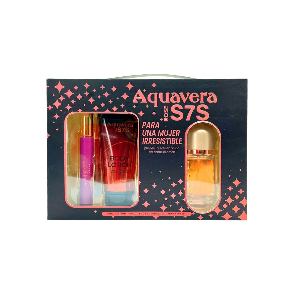 Estuche Perfume Aquavera S7S Rose 3 Piezas - Image 2