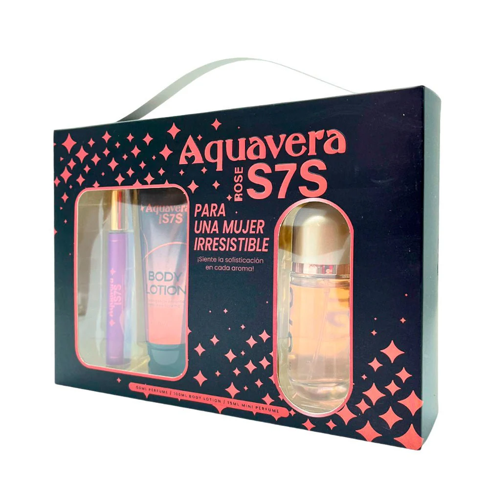 Estuche Perfume Aquavera S7S Rose 3 Piezas - Image 4