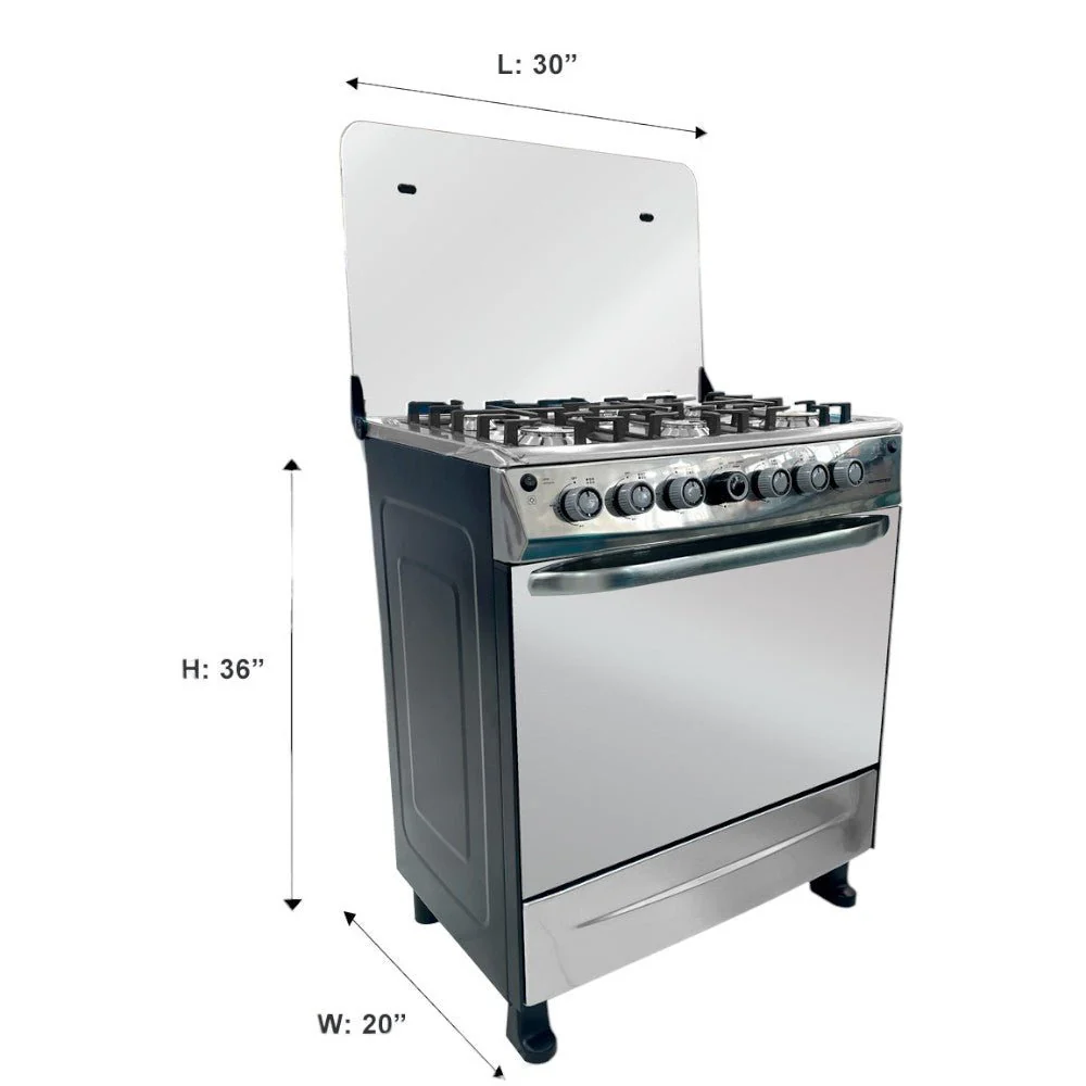 Estufa A Gas 30" / 6 Quemadores / Horno de Gas / Negro - Image 4