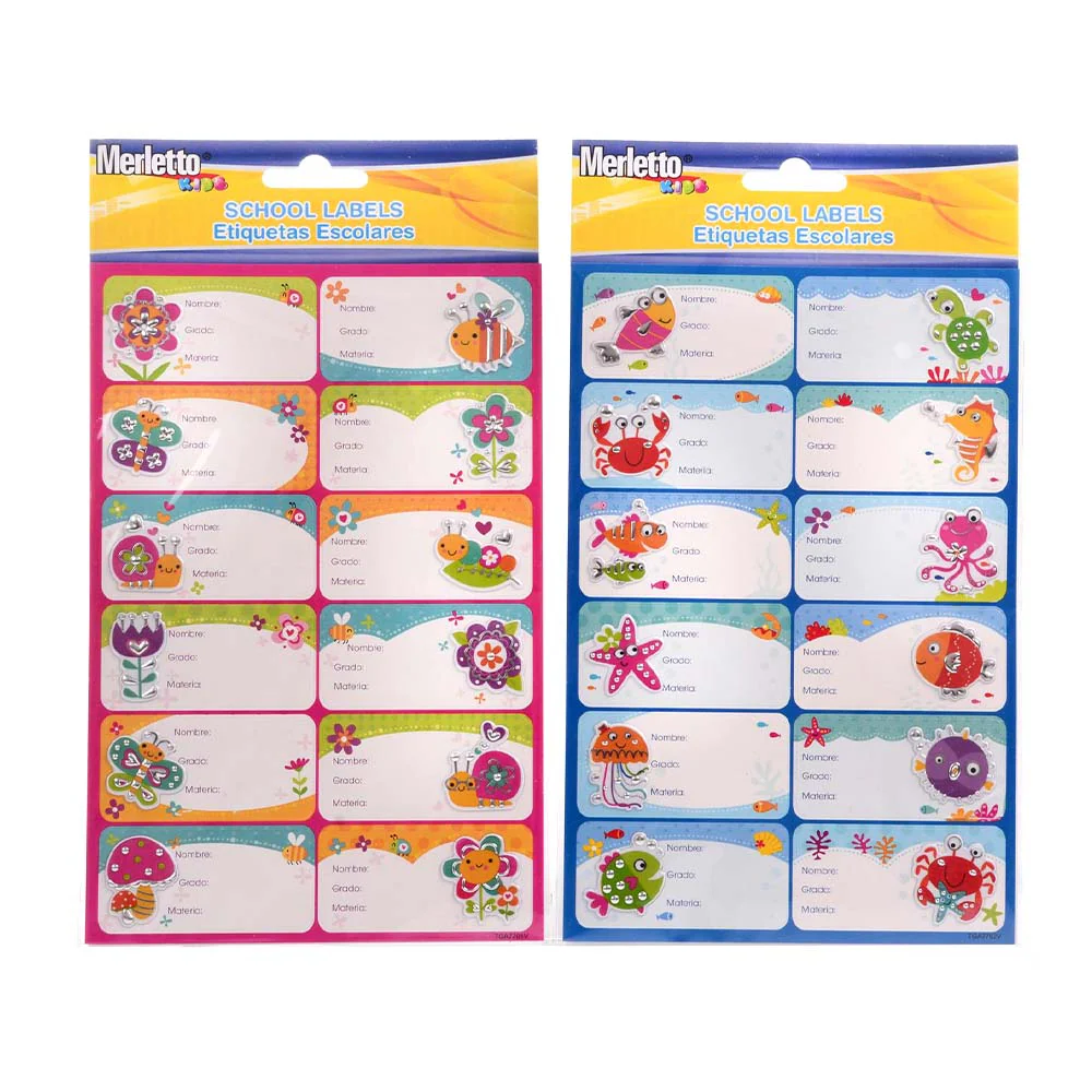 Etiquetas Escolares Merletto diseños Para Niñas de 12 Piezas/Surtido