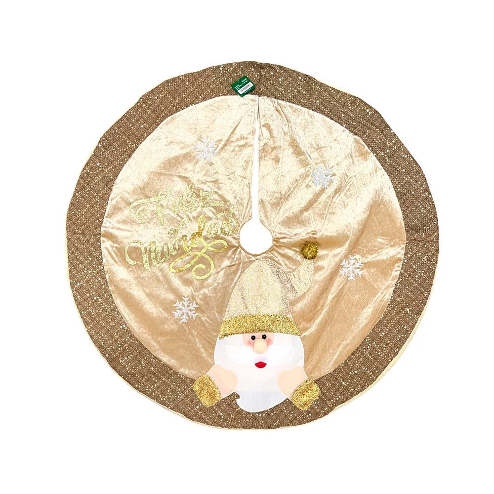 Falda Navideña Para Árbol 101 Cm Santa Dorado/Blanco - Image 3