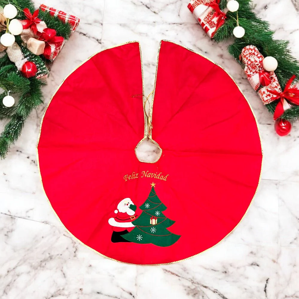 Falda Navideña Para Árbol Bordado Santa